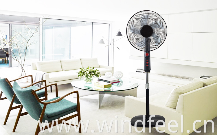 Nice high power home standing fan black 16 inch standard speed control standing fans with timer